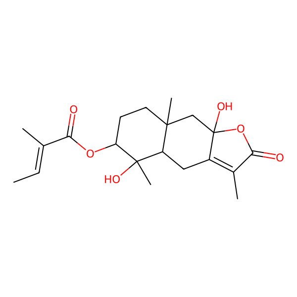 2D Structure of (5,9a-Dihydroxy-3,5,8a-trimethyl-2-oxo-4,4a,6,7,8,9-hexahydrobenzo[f][1]benzofuran-6-yl) 2-methylbut-2-enoate