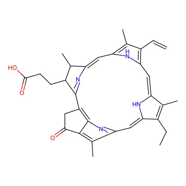 2D Structure of 3-[(21S,22S)-16-ethenyl-11-ethyl-12,17,21,26-tetramethyl-4-oxo-7,23,24,25-tetrazahexacyclo[18.2.1.15,8.110,13.115,18.02,6]hexacosa-1(23),2(6),5(26),7,9,11,13,15,17,19-decaen-22-yl]propanoic acid