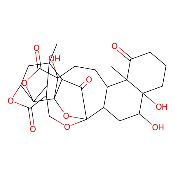2D Structure of 5,14,15-Trihydroxy-2,9,26-trimethyl-3,19,23,28-tetraoxaoctacyclo[16.9.1.118,27.01,5.02,24.08,17.09,14.021,26]nonacosane-4,10,22,29-tetrone