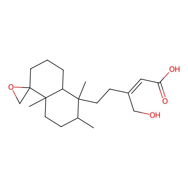 2D Structure of (Z)-5-[(1S,2R,4aR,5R,8aR)-1,2,4a-trimethylspiro[3,4,6,7,8,8a-hexahydro-2H-naphthalene-5,2'-oxirane]-1-yl]-3-(hydroxymethyl)pent-2-enoic acid