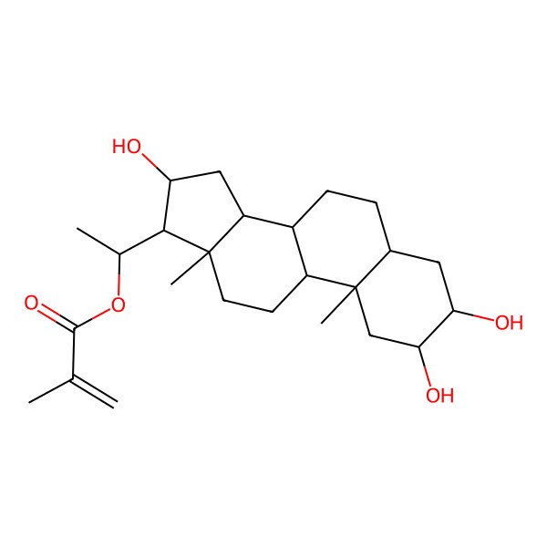 2D Structure of 1-(2,3,16-trihydroxy-10,13-dimethyl-2,3,4,5,6,7,8,9,11,12,14,15,16,17-tetradecahydro-1H-cyclopenta[a]phenanthren-17-yl)ethyl 2-methylprop-2-enoate