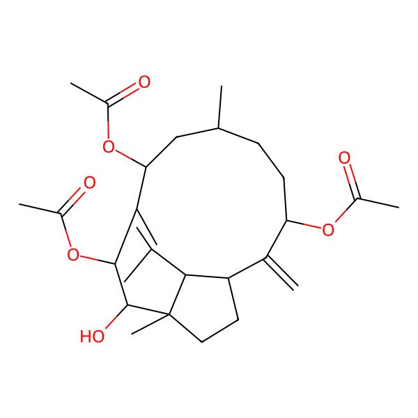 2D Structure of [(1R,3R,6S,8S,10R,11R,12S,15S)-8,10-diacetyloxy-11-hydroxy-6,12,16-trimethyl-2-methylidene-3-tricyclo[7.5.2.012,15]hexadec-9(16)-enyl] acetate