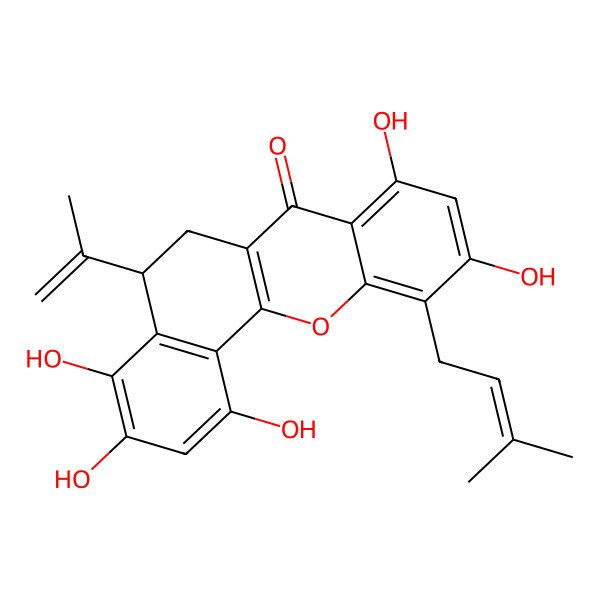 2D Structure of (5S)-1,3,4,8,10-pentahydroxy-11-(3-methylbut-2-enyl)-5-prop-1-en-2-yl-5,6-dihydrobenzo[c]xanthen-7-one