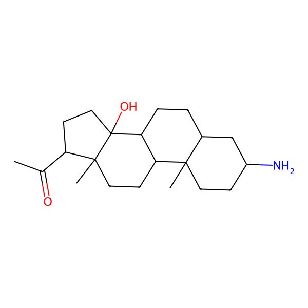 2D Structure of 1-[(8R,9S,10S,13R,14R,17R)-3-amino-14-hydroxy-10,13-dimethyl-1,2,3,4,5,6,7,8,9,11,12,15,16,17-tetradecahydrocyclopenta[a]phenanthren-17-yl]ethanone