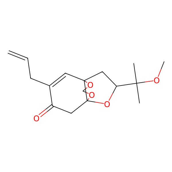 2D Structure of (1R,6S,11R)-11-(2-methoxypropan-2-yl)-4-prop-2-enyl-7,9,10-trioxatricyclo[4.3.3.01,6]dodec-4-en-3-one