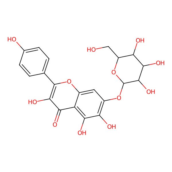 2D Structure of 3,5,6-trihydroxy-2-(4-hydroxyphenyl)-7-[(2S,3R,4S,5S,6S)-3,4,5-trihydroxy-6-(hydroxymethyl)oxan-2-yl]oxychromen-4-one