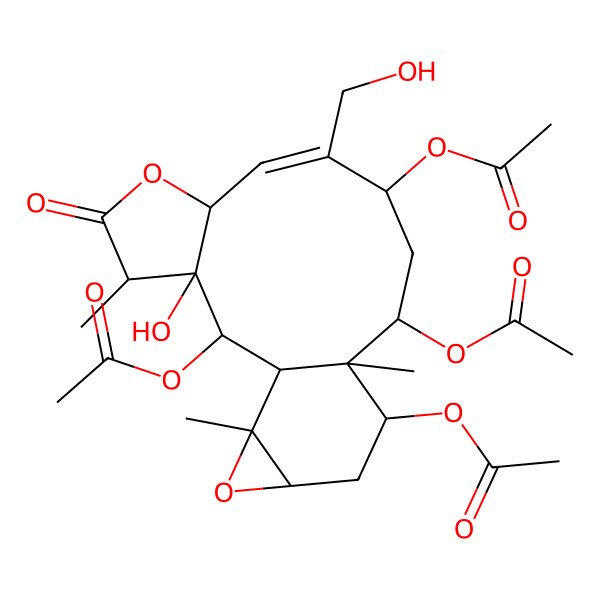 2D Structure of [(1S,2R,3S,4R,7S,8Z,10R,12R,13S,14S,16S,18R)-2,12,14-triacetyloxy-3-hydroxy-9-(hydroxymethyl)-4,13,18-trimethyl-5-oxo-6,17-dioxatetracyclo[11.5.0.03,7.016,18]octadec-8-en-10-yl] acetate