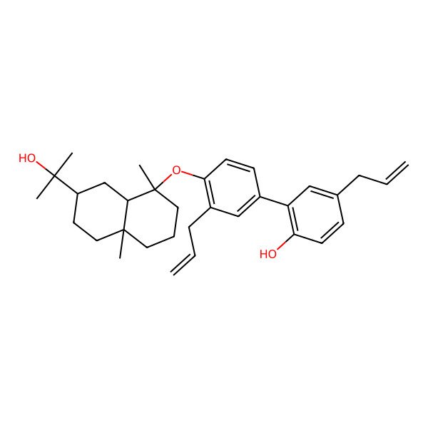 2D Structure of 2-[4-[[7-(2-Hydroxypropan-2-yl)-1,4a-dimethyl-2,3,4,5,6,7,8,8a-octahydronaphthalen-1-yl]oxy]-3-prop-2-enylphenyl]-4-prop-2-enylphenol