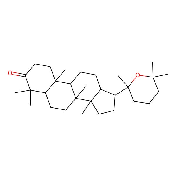 2D Structure of (5R,8R,9R,10R,13R,14R,17S)-4,4,8,10,14-pentamethyl-17-[(2S)-2,6,6-trimethyloxan-2-yl]-1,2,5,6,7,9,11,12,13,15,16,17-dodecahydrocyclopenta[a]phenanthren-3-one