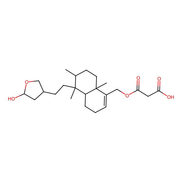 2D Structure of 3-[[(4aR,5S,6R,8aR)-5-[2-[(3R,5S)-5-hydroxyoxolan-3-yl]ethyl]-5,6,8a-trimethyl-3,4,4a,6,7,8-hexahydronaphthalen-1-yl]methoxy]-3-oxopropanoic acid