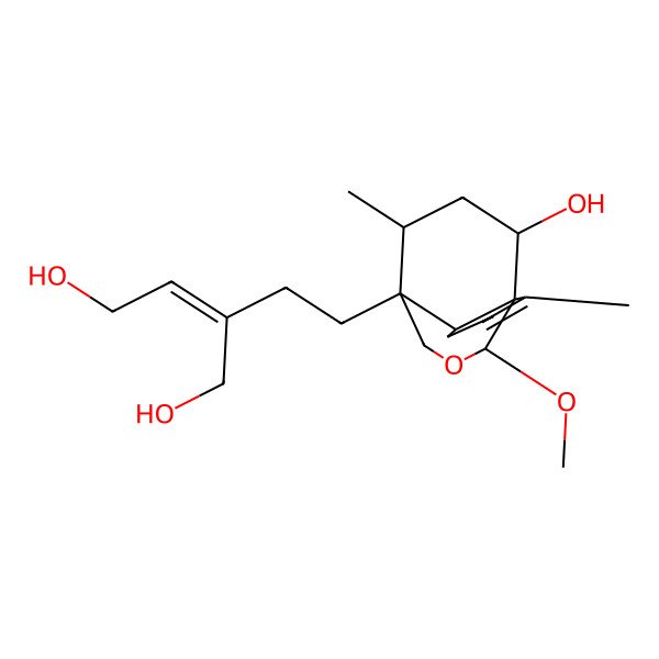 2D Structure of (Z)-2-[2-[(1R,6R,7S,10R,11S,13R)-11-hydroxy-10-methoxy-2,13-dimethyl-9-oxatricyclo[5.3.3.01,6]tridec-2-en-7-yl]ethyl]but-2-ene-1,4-diol