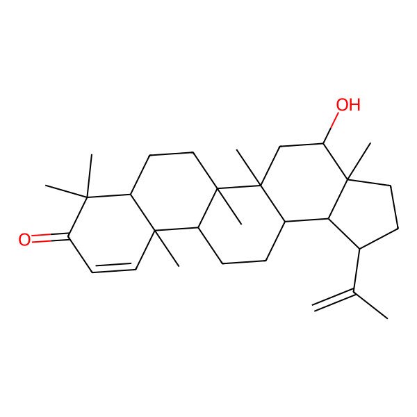 2D Structure of (1R,3aS,4S,5aR,5bR,7aR,11aR,11bR,13aR,13bR)-4-hydroxy-3a,5a,5b,8,8,11a-hexamethyl-1-prop-1-en-2-yl-2,3,4,5,6,7,7a,11b,12,13,13a,13b-dodecahydro-1H-cyclopenta[a]chrysen-9-one
