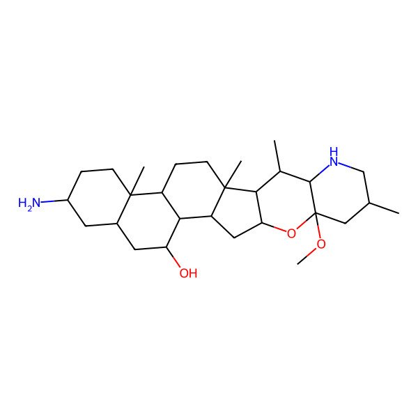 2D Structure of (1S,2R,3S,5R,7S,10S,11S,14S,15R,16S,17R,20R,22S,24R)-7-amino-22-methoxy-10,14,16,20-tetramethyl-23-oxa-18-azahexacyclo[12.11.0.02,11.05,10.015,24.017,22]pentacosan-3-ol