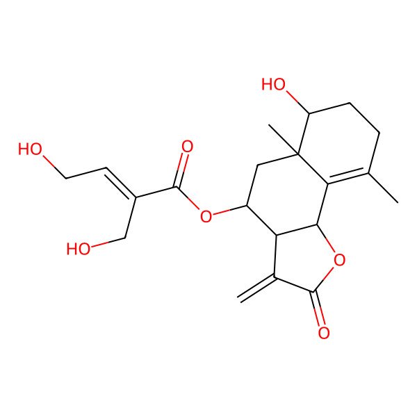 2D Structure of [(3aR,4R,5aR,6R,9bS)-6-hydroxy-5a,9-dimethyl-3-methylidene-2-oxo-4,5,6,7,8,9b-hexahydro-3aH-benzo[g][1]benzofuran-4-yl] (E)-4-hydroxy-2-(hydroxymethyl)but-2-enoate