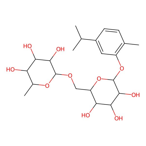 2D Structure of (2S,3R,4R,5R,6R)-2-methyl-6-[[(2R,3S,4S,5R,6S)-3,4,5-trihydroxy-6-(2-methyl-5-propan-2-ylphenoxy)oxan-2-yl]methoxy]oxane-3,4,5-triol
