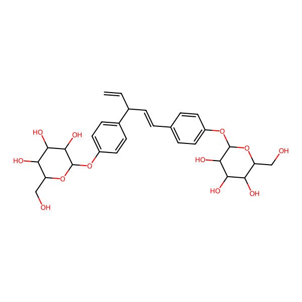 2D Structure of (2R,3S,4S,5R,6S)-2-(hydroxymethyl)-6-[4-[(1E,3S)-3-[4-[(2S,3R,4S,5S,6R)-3,4,5-trihydroxy-6-(hydroxymethyl)oxan-2-yl]oxyphenyl]penta-1,4-dienyl]phenoxy]oxane-3,4,5-triol