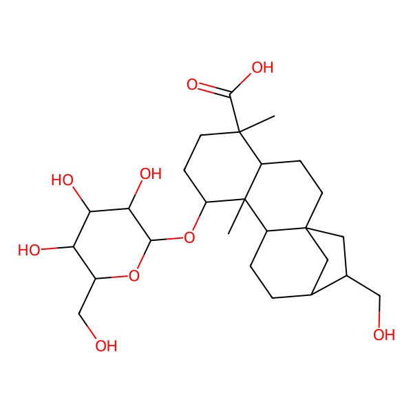 2D Structure of 14-(Hydroxymethyl)-5,9-dimethyl-8-[3,4,5-trihydroxy-6-(hydroxymethyl)oxan-2-yl]oxytetracyclo[11.2.1.01,10.04,9]hexadecane-5-carboxylic acid