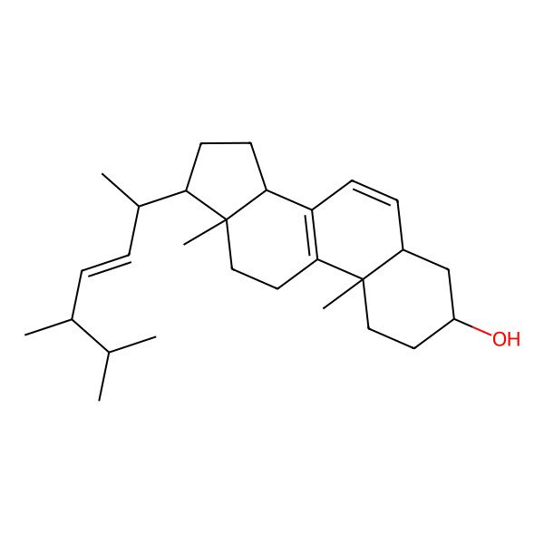 2D Structure of 17-(5,6-dimethylhept-3-en-2-yl)-10,13-dimethyl-2,3,4,5,11,12,14,15,16,17-decahydro-1H-cyclopenta[a]phenanthren-3-ol