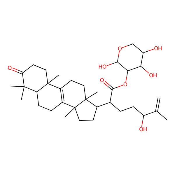 2D Structure of (2,4,5-Trihydroxyoxan-3-yl) 5-hydroxy-6-methyl-2-(4,4,10,13,14-pentamethyl-3-oxo-1,2,5,6,7,11,12,15,16,17-decahydrocyclopenta[a]phenanthren-17-yl)hept-6-enoate