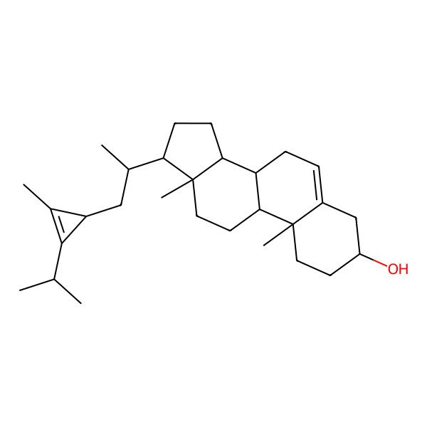2D Structure of 10,13-dimethyl-17-[1-(2-methyl-3-propan-2-ylcycloprop-2-en-1-yl)propan-2-yl]-2,3,4,7,8,9,11,12,14,15,16,17-dodecahydro-1H-cyclopenta[a]phenanthren-3-ol