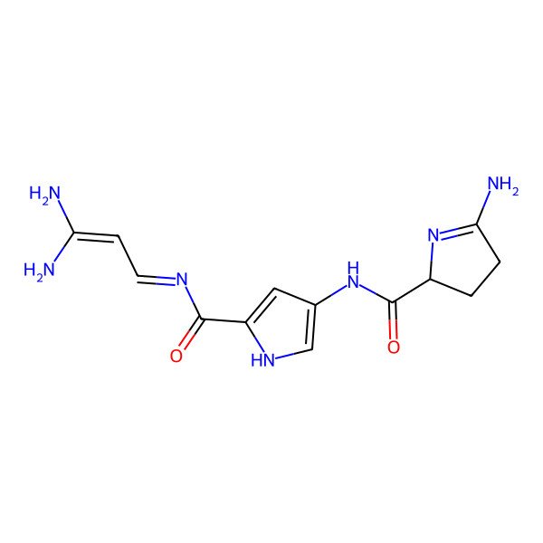 2D Structure of 4-[(5-amino-3,4-dihydro-2H-pyrrole-2-carbonyl)amino]-N-(3,3-diaminoprop-2-enylidene)-1H-pyrrole-2-carboxamide