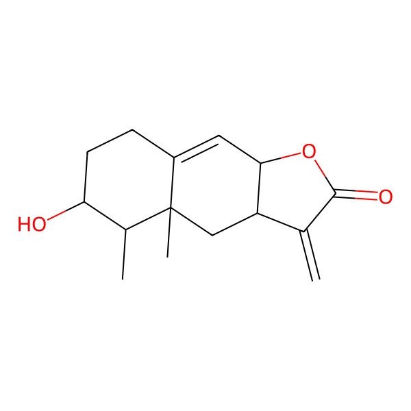 2D Structure of (3aR,4aR,5R,6S,9aR)-6-hydroxy-4a,5-dimethyl-3-methylidene-4,5,6,7,8,9a-hexahydro-3aH-benzo[f][1]benzofuran-2-one