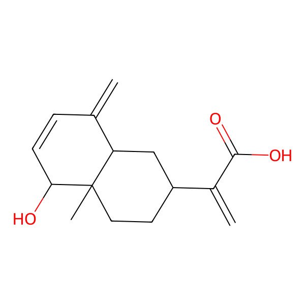 2D Structure of 1alpha-1-Hydroxy-2,4(18),11(13)-eudesmatrien-12-oic acid