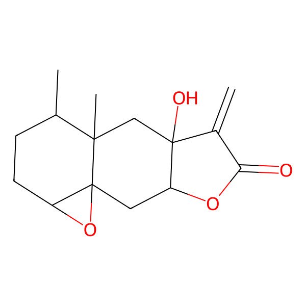 2D Structure of 1alpha,10alpha-Epoxy-7alpha-hydroxyeremophil-11(13)-en-12,8beta-olide