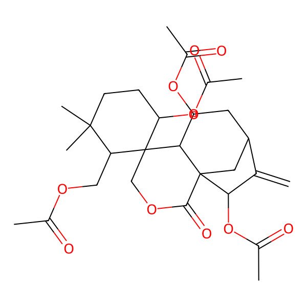 2D Structure of 1alpha,6,11beta,15beta-Tetraacetoxy-6,7-seco-7,20-olide-ent-kaur-16-ene 2D Structure of 1alpha,6,11beta,15beta-Tetraacetoxy-6,7-seco-7,20-olide-ent-kaur-16-ene