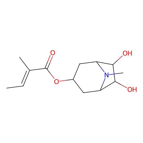 2D Structure of 1alphaH,5alphaH-Tropane-3alpha,6beta,7beta-triol, 3-(2-methylcrotonate), (E)- 2D Structure of 1alphaH,5alphaH-Tropane-3alpha,6beta,7beta-triol, 3-(2-methylcrotonate), (E)-