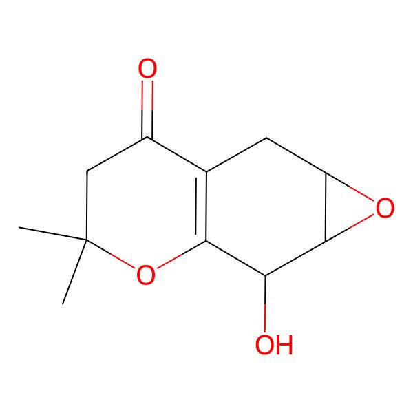2D Structure of (1aR,2R,7aS)-2-hydroxy-4,4-dimethyl-2,5,7,7a-tetrahydro-1aH-oxireno[2,3-g]chromen-6-one
