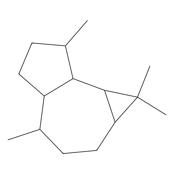 2D Structure of (1aR,4S,4aR,7R,7aR,7bS)-1,1,4,7-tetramethyl-1a,2,3,4,4a,5,6,7,7a,7b-decahydrocyclopropa[e]azulene