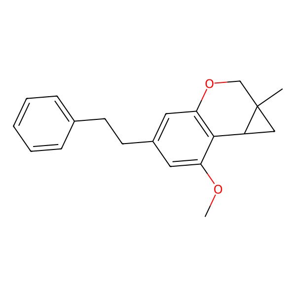 2D Structure of (1aR,7bS)-7-methoxy-1a-methyl-5-(2-phenylethyl)-2,7b-dihydro-1H-cyclopropa[c]chromene