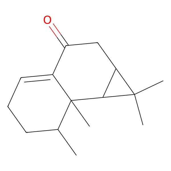 2D Structure of (1aR,7R,7aR,7bS)-1,1,7,7a-tetramethyl-1a,2,5,6,7,7b-hexahydrocyclopropa[a]naphthalen-3-one