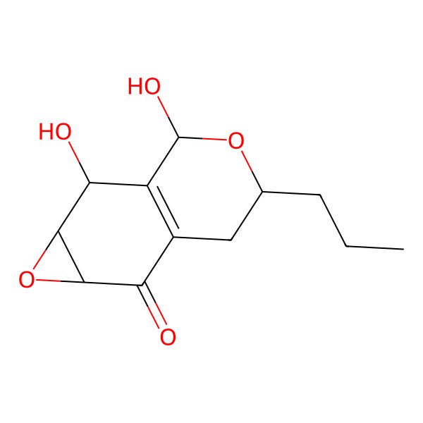 2D Structure of (1aS,2R,3R,5S,7aS)-2,3-dihydroxy-5-propyl-1a,2,3,5,6,7a-hexahydrooxireno[2,3-g]isochromen-7-one
