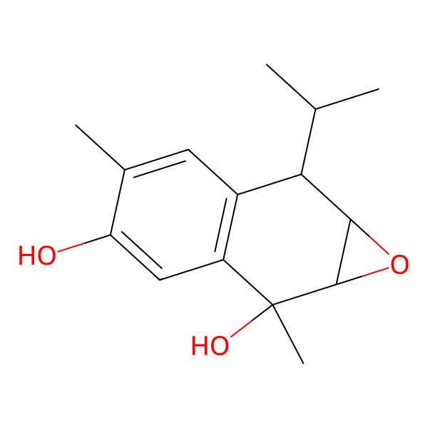 2D Structure of (1aS,2R,7S,7aS)-2,5-dimethyl-7-propan-2-yl-7,7a-dihydro-1aH-naphtho[2,3-b]oxirene-2,4-diol