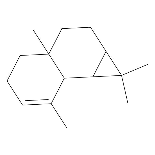 2D Structure of (1aS,3aR,7aR,7bS)-1,1,3a,7-tetramethyl-2,3,4,5,7a,7b-hexahydro-1aH-cyclopropa[a]naphthalene