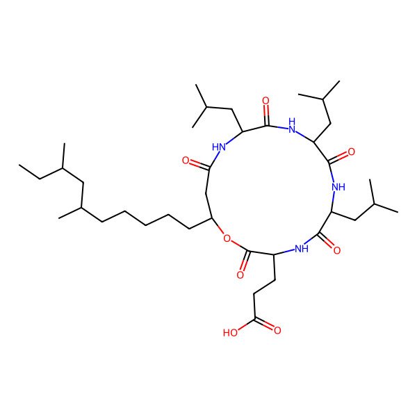 2D Structure of cyclo[DL-Glu-ObAla(3-decyl(6,8-diMe))-DL-Leu-DL-Leu-DL-Leu]