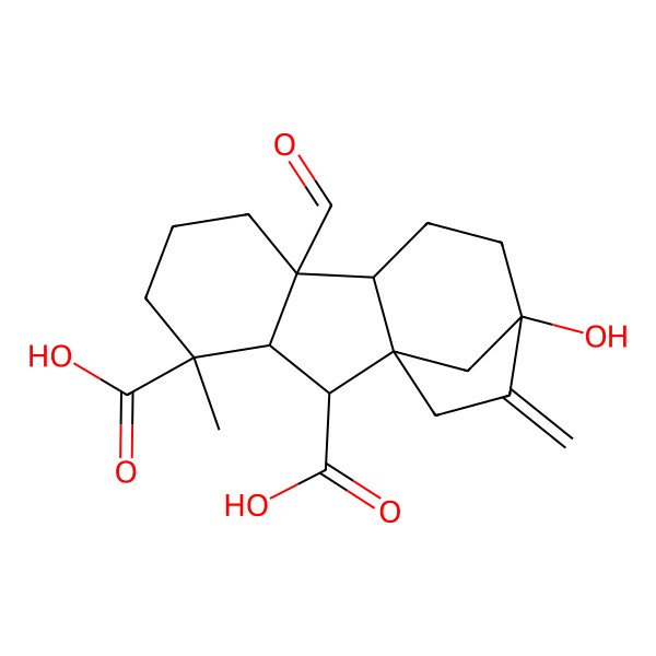 2D Structure of 8-Formyl-12-hydroxy-4-methyl-13-methylidenetetracyclo[10.2.1.01,9.03,8]pentadecane-2,4-dicarboxylic acid