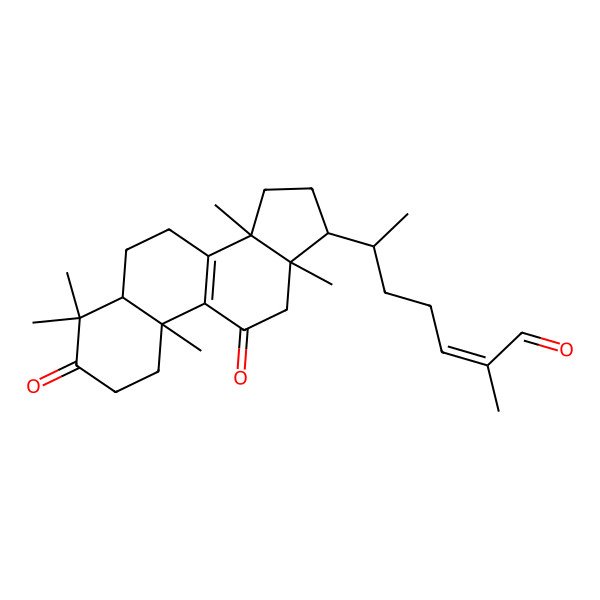 2D Structure of 2-methyl-6-(4,4,10,13,14-pentamethyl-3,11-dioxo-2,5,6,7,12,15,16,17-octahydro-1H-cyclopenta[a]phenanthren-17-yl)hept-2-enal
