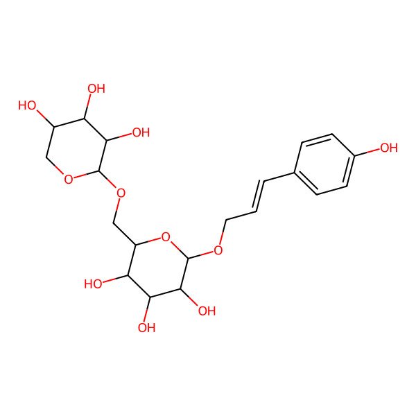 2D Structure of (2R,3R,4S,5R,6R)-2-[(E)-3-(4-hydroxyphenyl)prop-2-enoxy]-6-[[(2R,3R,4R,5R)-3,4,5-trihydroxyoxan-2-yl]oxymethyl]oxane-3,4,5-triol