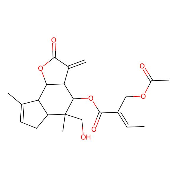 2D Structure of [(3aR,4S,5R,5aS,8aR,8bR)-5-(hydroxymethyl)-5,8-dimethyl-3-methylidene-2-oxo-3a,4,5a,6,8a,8b-hexahydrocyclopenta[g][1]benzofuran-4-yl] (E)-2-(acetyloxymethyl)but-2-enoate