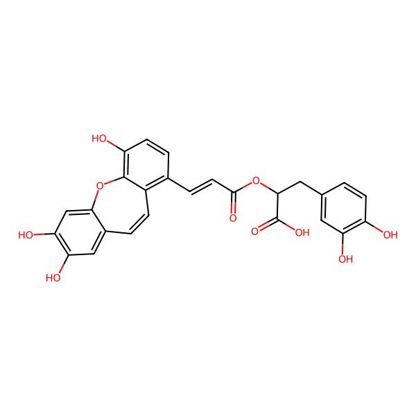 2D Structure of (2S)-3-(3,4-dihydroxyphenyl)-2-[(E)-3-(2,3,10-trihydroxybenzo[b][1]benzoxepin-7-yl)prop-2-enoyl]oxypropanoic acid