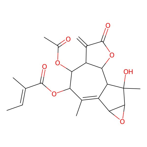 2D Structure of [(1S,2S,6S,7R,8R,11R,13R,14S)-7-acetyloxy-14-hydroxy-9,14-dimethyl-5-methylidene-4-oxo-3,12-dioxatetracyclo[8.4.0.02,6.011,13]tetradec-9-en-8-yl] (Z)-2-methylbut-2-enoate