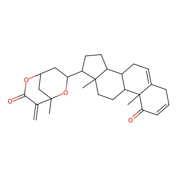 2D Structure of (1R,5S,7R)-7-[(8S,9S,10R,13S,14S,17S)-10,13-dimethyl-1-oxo-4,7,8,9,11,12,14,15,16,17-decahydrocyclopenta[a]phenanthren-17-yl]-5-methyl-4-methylidene-2,6-dioxabicyclo[3.3.1]nonan-3-one