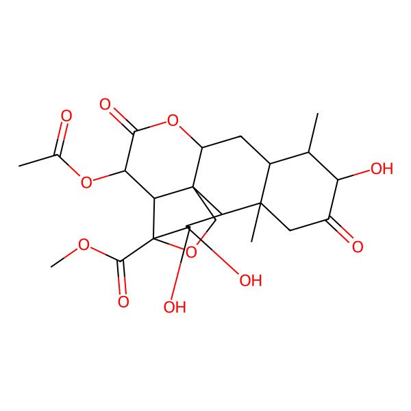 2D Structure of methyl (1R,2S,3R,6R,8S,9S,13S,14R,15R,16S,17S)-3-acetyloxy-10,15,16-trihydroxy-9,13-dimethyl-4,11-dioxo-5,18-dioxapentacyclo[12.5.0.01,6.02,17.08,13]nonadecane-17-carboxylate