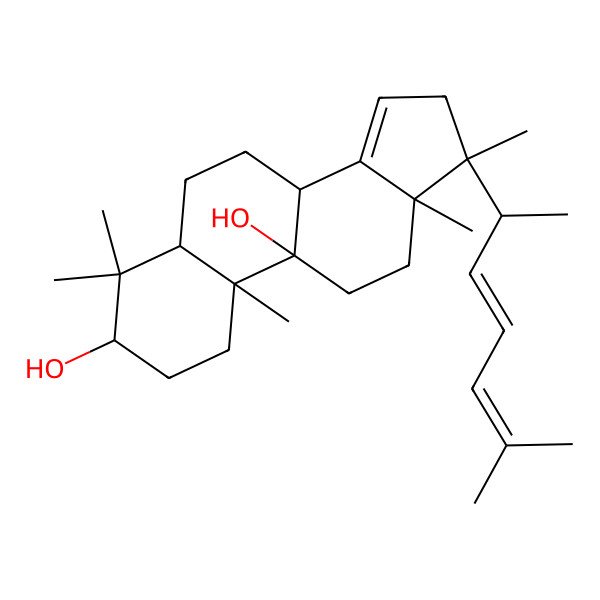 2D Structure of (3R,5S,8S,9R,10S,13S,17S)-4,4,10,13,17-pentamethyl-17-[(2R)-6-methylhepta-3,5-dien-2-yl]-1,2,3,5,6,7,8,11,12,16-decahydrocyclopenta[a]phenanthrene-3,9-diol