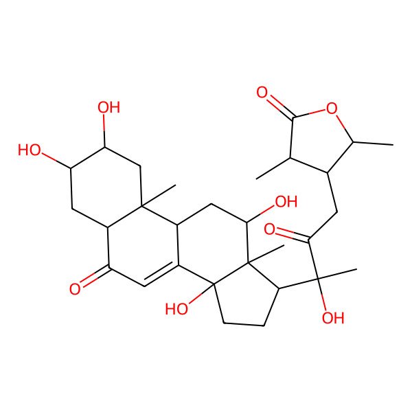 2D Structure of 4-[3-hydroxy-2-oxo-3-(2,3,12,14-tetrahydroxy-10,13-dimethyl-6-oxo-2,3,4,5,9,11,12,15,16,17-decahydro-1H-cyclopenta[a]phenanthren-17-yl)butyl]-3,5-dimethyloxolan-2-one