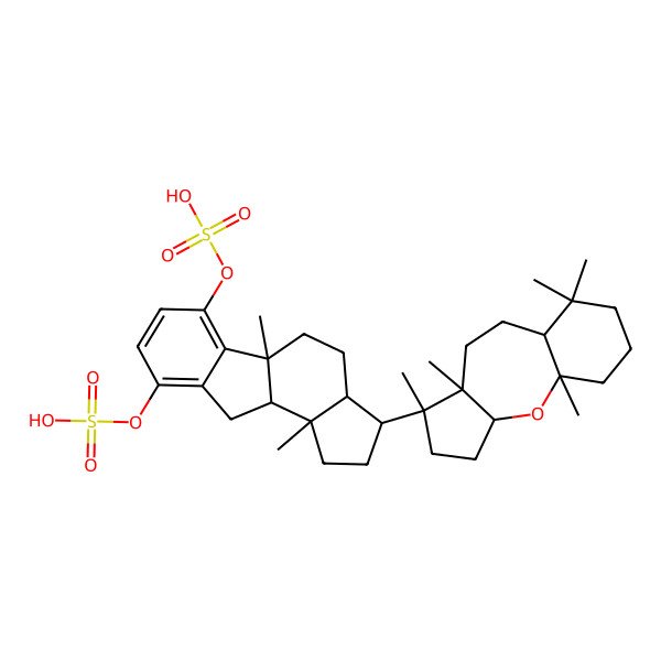 2D Structure of [(5aS,10bR)-5a,10b-dimethyl-3-[(1S,3S,6R,7S,10S)-1,6,7,11,11-pentamethyl-2-oxatricyclo[8.4.0.03,7]tetradecan-6-yl]-6-sulfooxy-1,2,3,3a,4,5,10,10a-octahydrocyclopenta[a]fluoren-9-yl] hydrogen sulfate