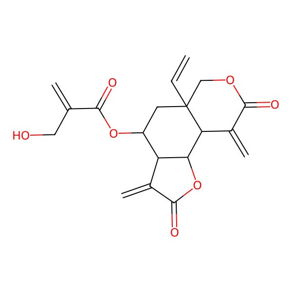 2D Structure of [(3aR,4S,5aS,9aR,9bR)-5a-ethenyl-3,9-dimethylidene-2,8-dioxo-3a,4,5,6,9a,9b-hexahydrofuro[2,3-f]isochromen-4-yl] 2-(hydroxymethyl)prop-2-enoate